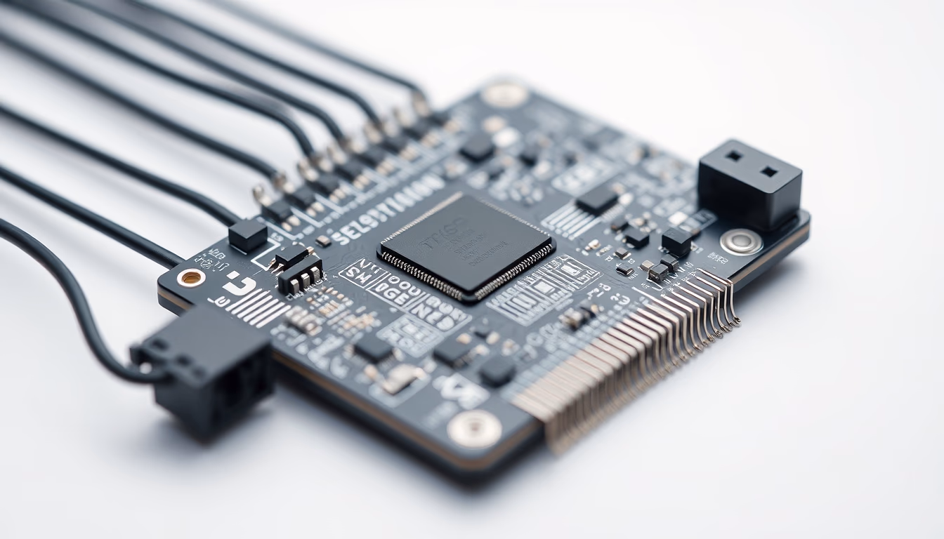 Neuromorphic chip em estilo editorial