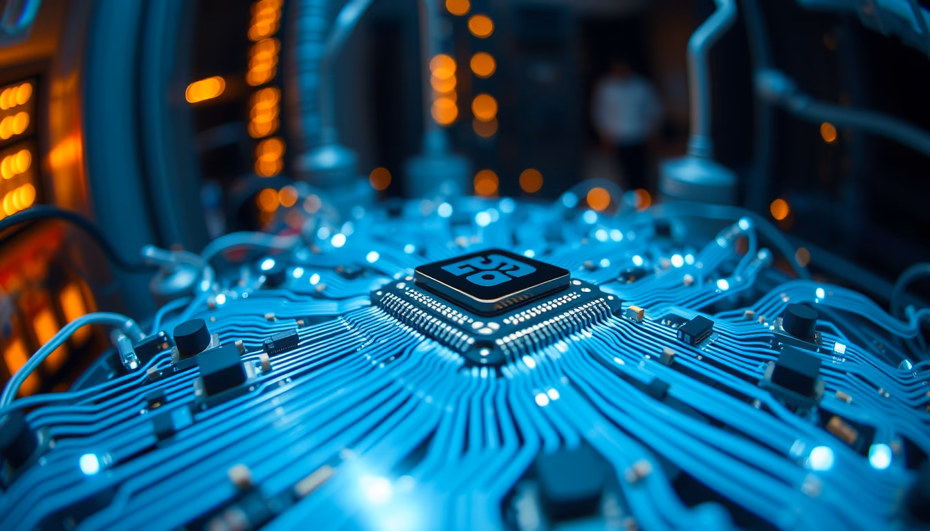 neuromorphic chip in editorial style