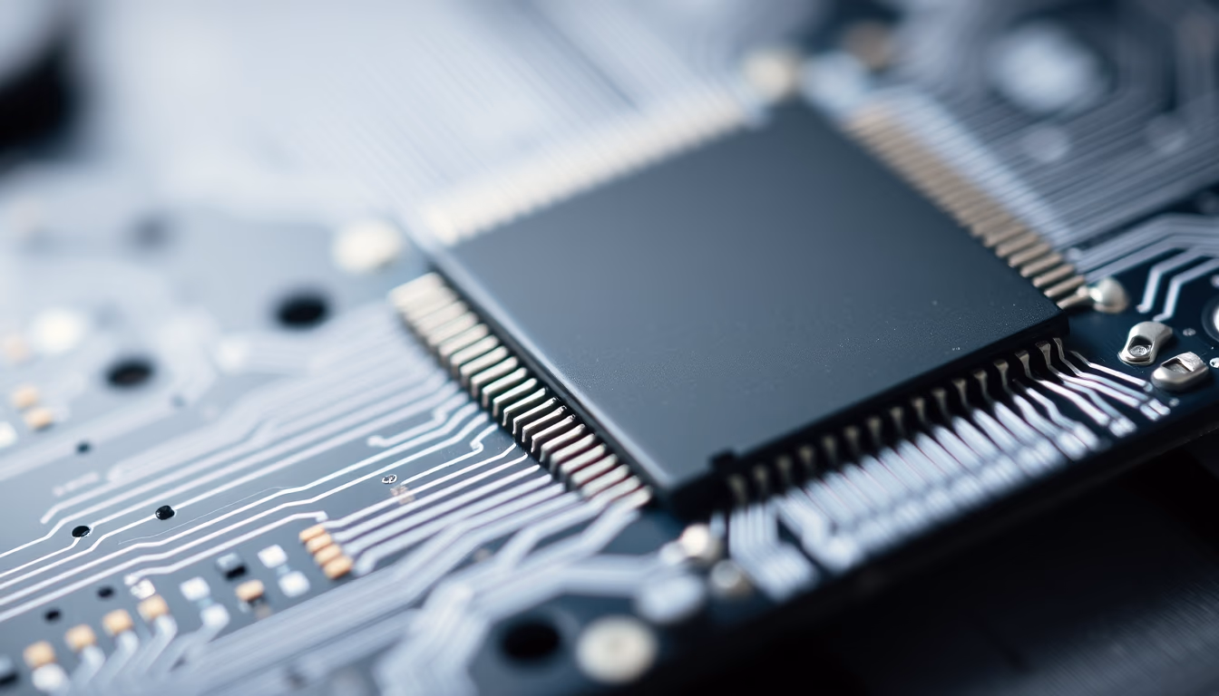 neuromorphic chip in editorial style