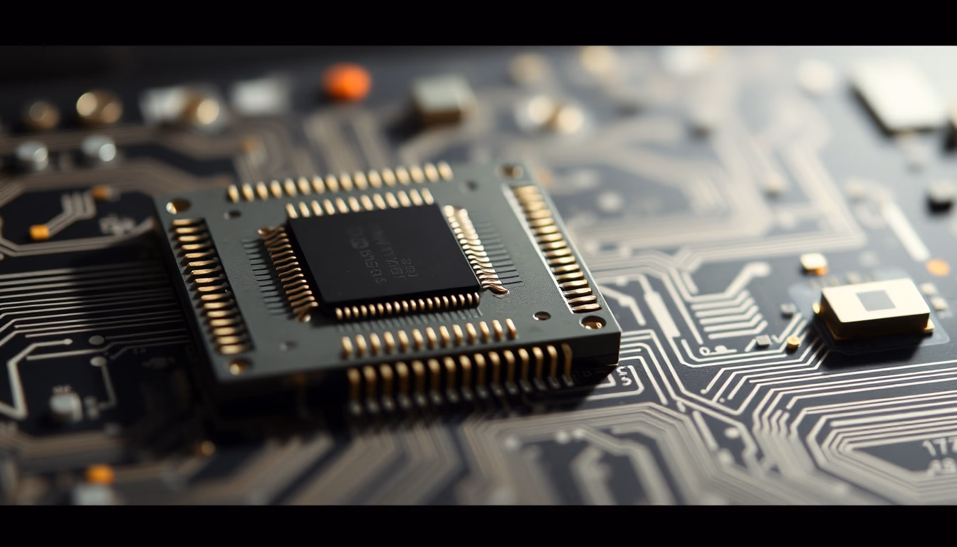 neuromorphic chip in editorial style