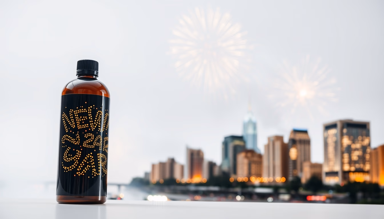 new year fireworks city in editorial style