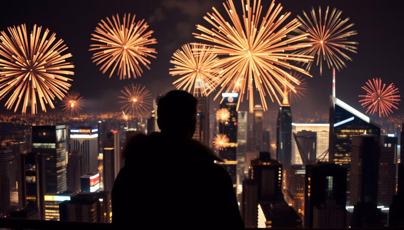 New year fireworks city em estilo editorial