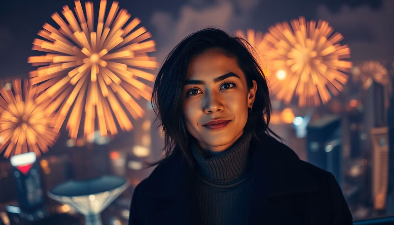 New year fireworks city em estilo editorial