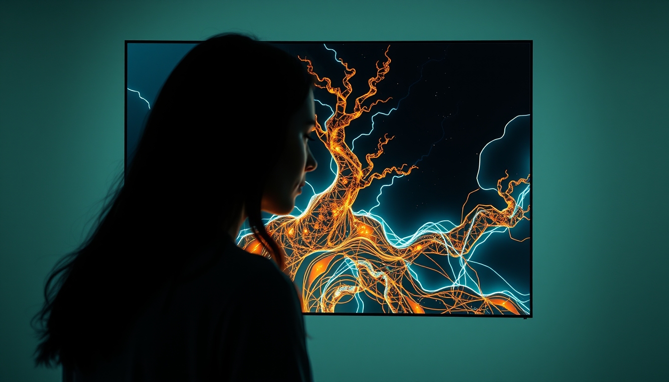 NFT art on transparent OLED screen in editorial style