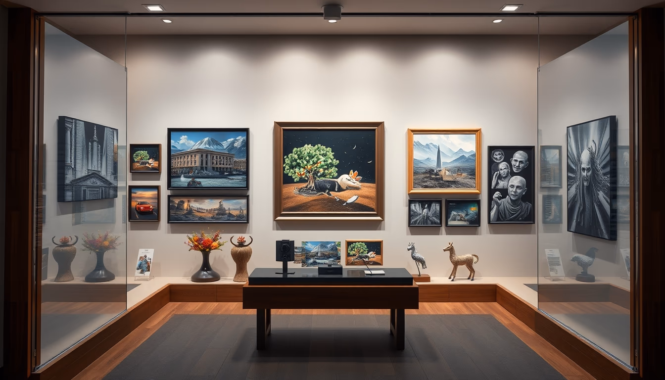 NFT marketplace gallery digital art display in editorial style