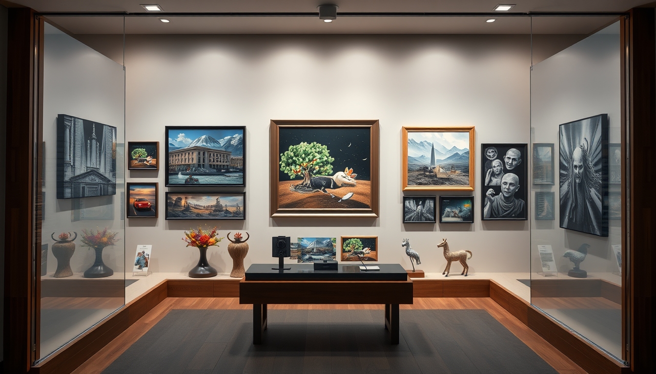 NFT marketplace gallery digital art display in editorial style
