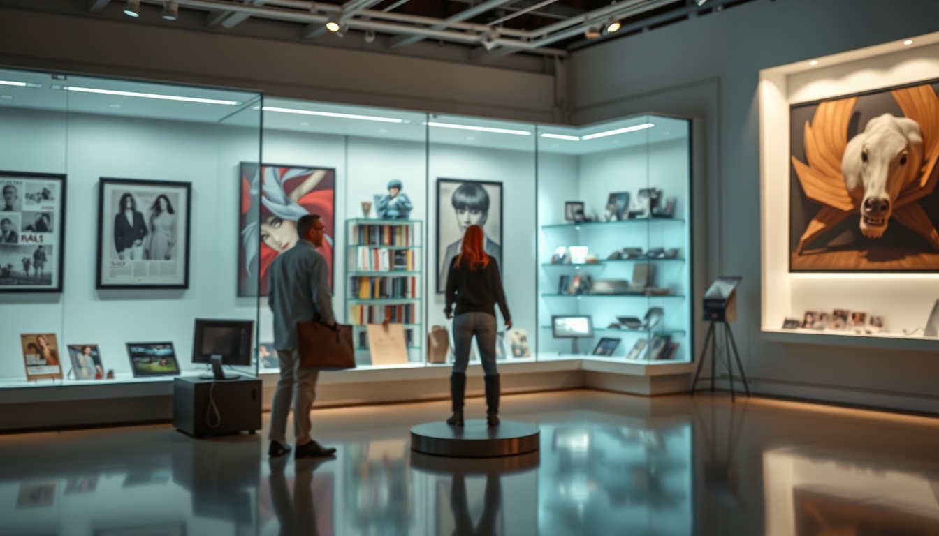 NFT marketplace gallery digital art display in editorial style