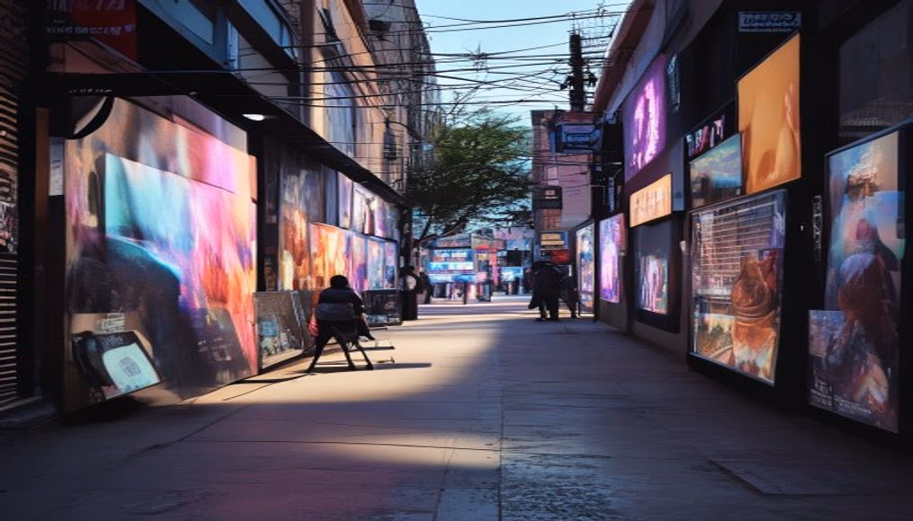 NFT marketplace gallery digital art display in editorial style