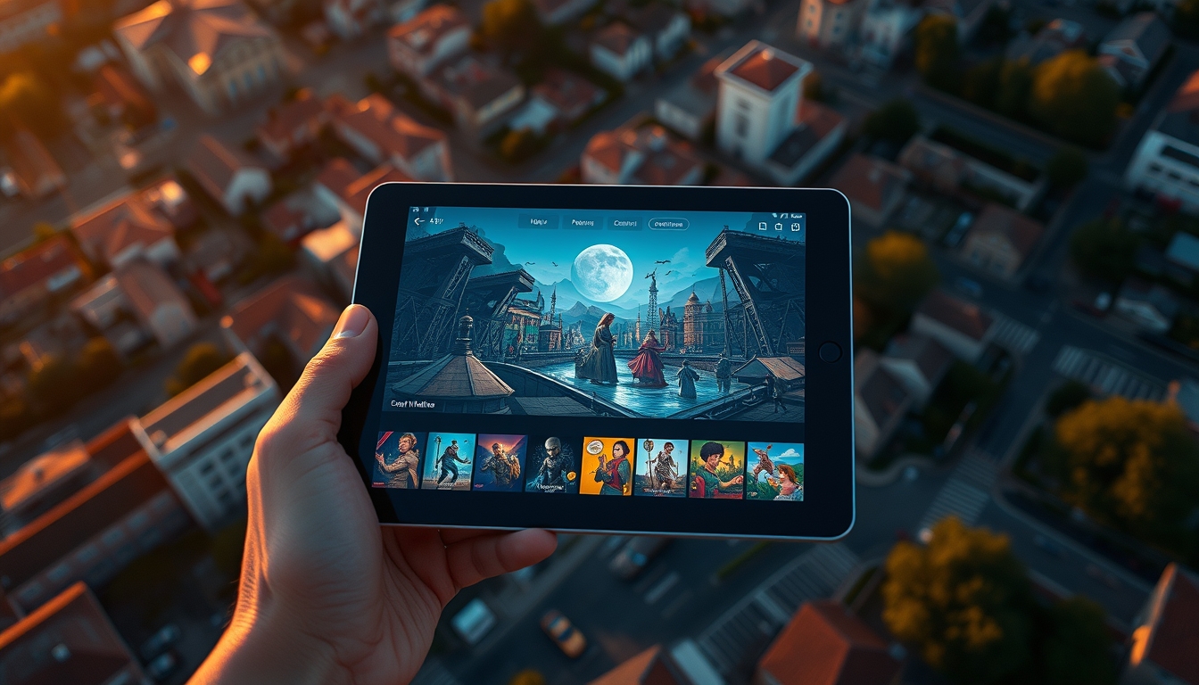 Marketplace de NFT galeria de arte digital em tablet em estilo editorial