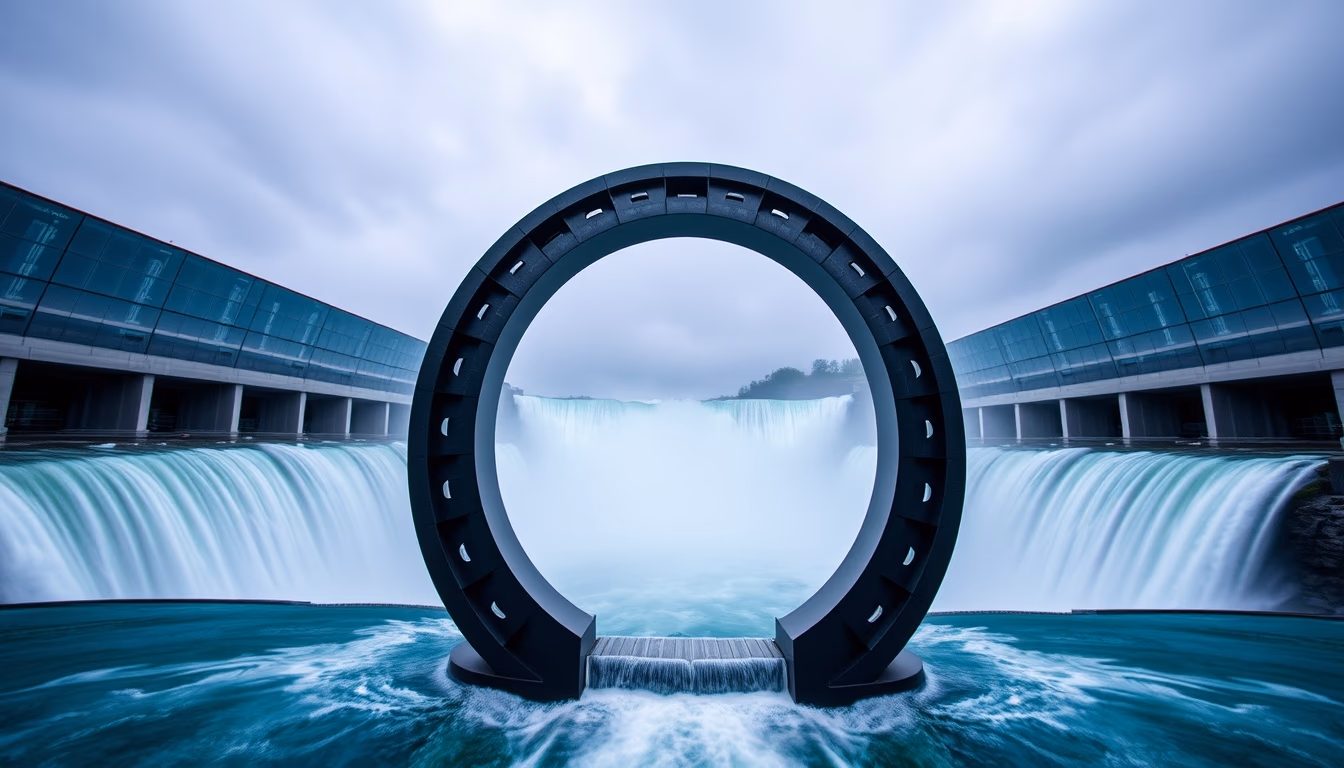 niagara falls horseshoe in editorial style