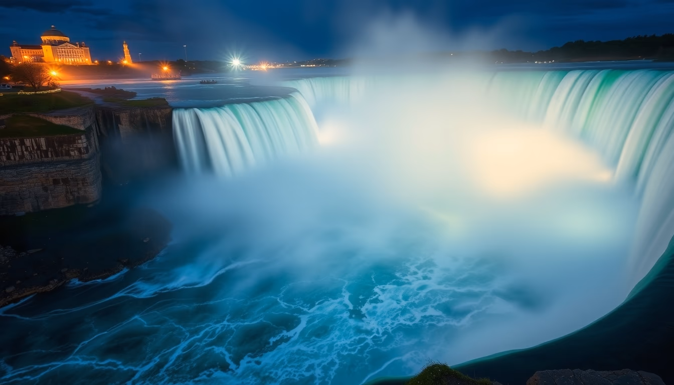 niagara falls horseshoe in editorial style