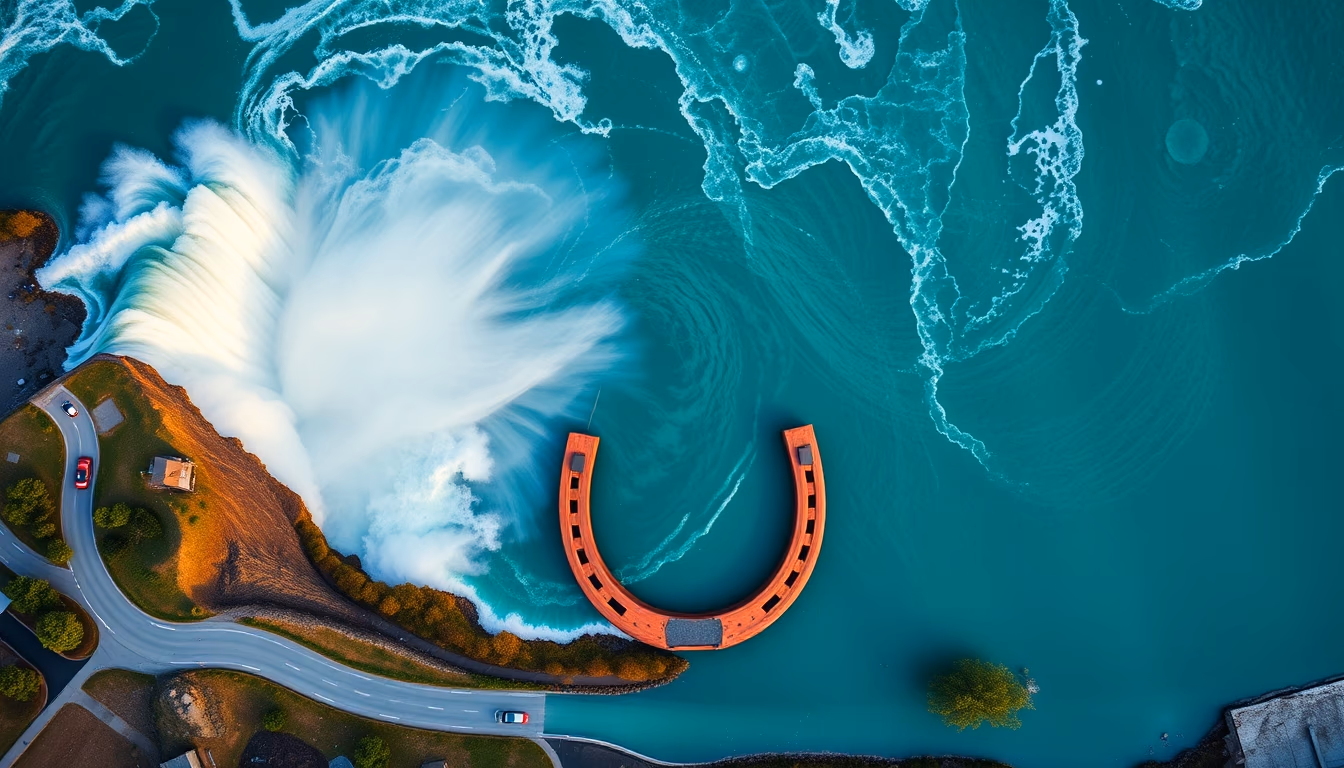 niagara falls horseshoe in editorial style