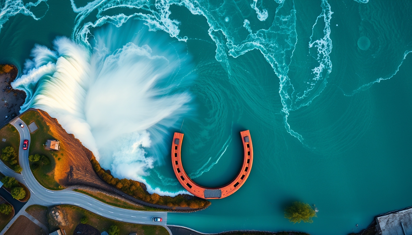 niagara falls horseshoe in editorial style