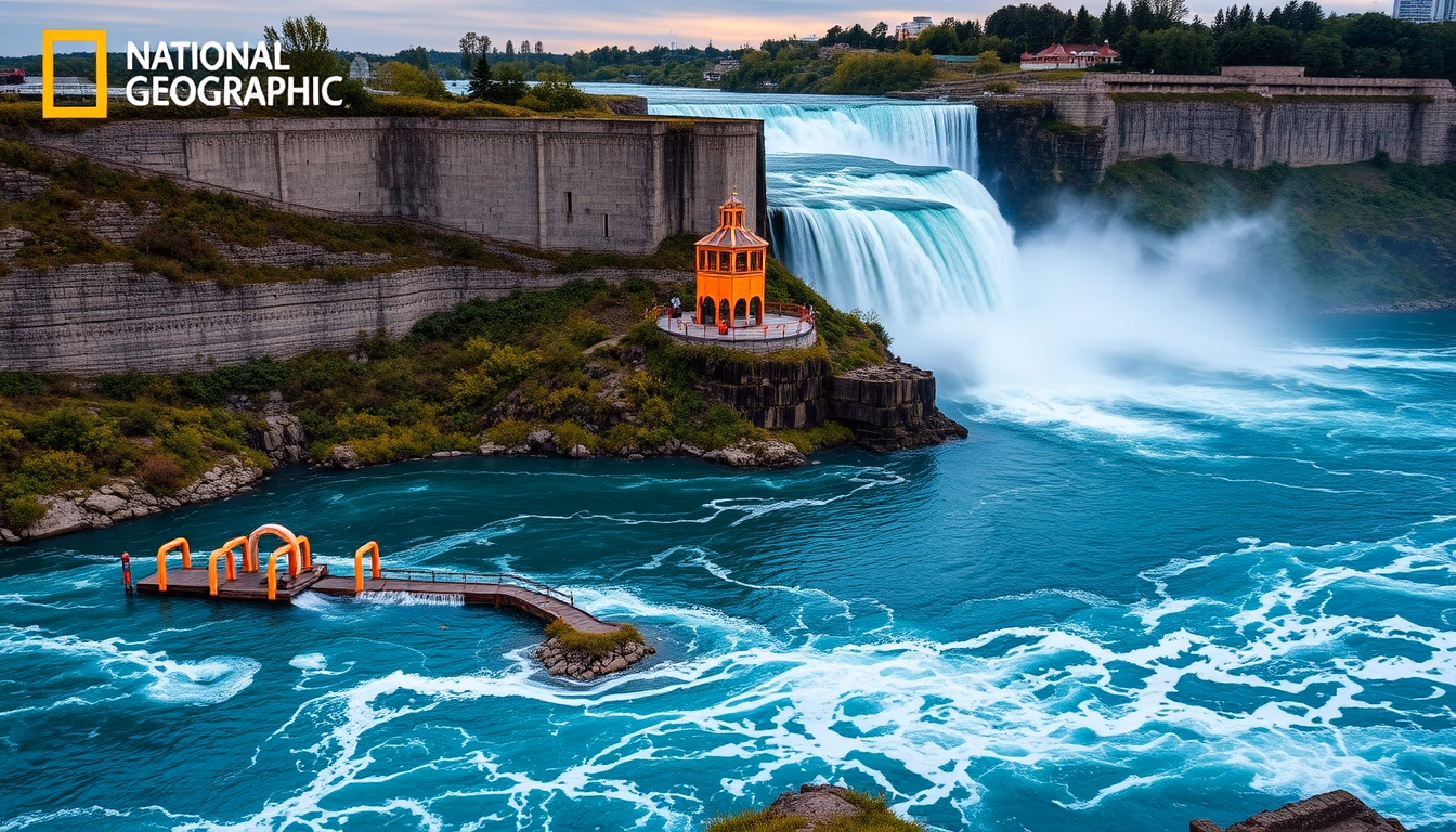 niagara falls horseshoe in editorial style