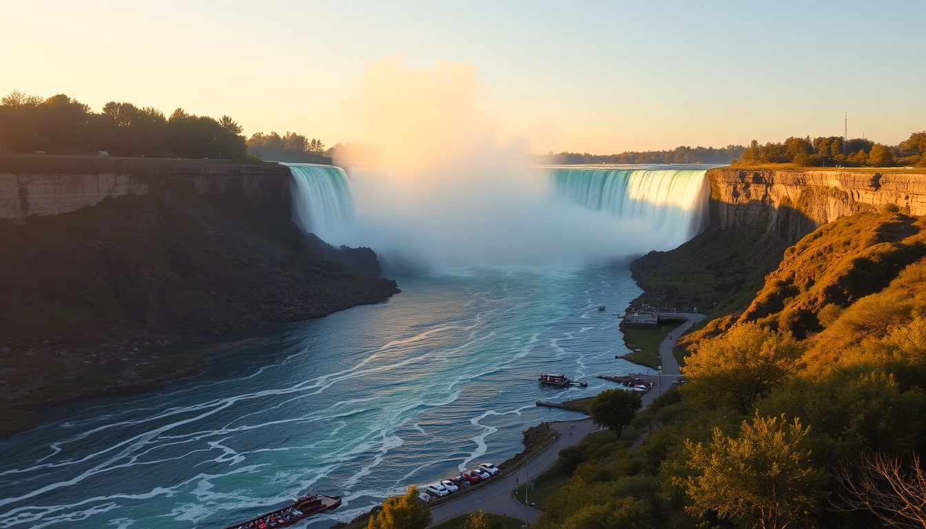 niagara falls horseshoe in editorial style