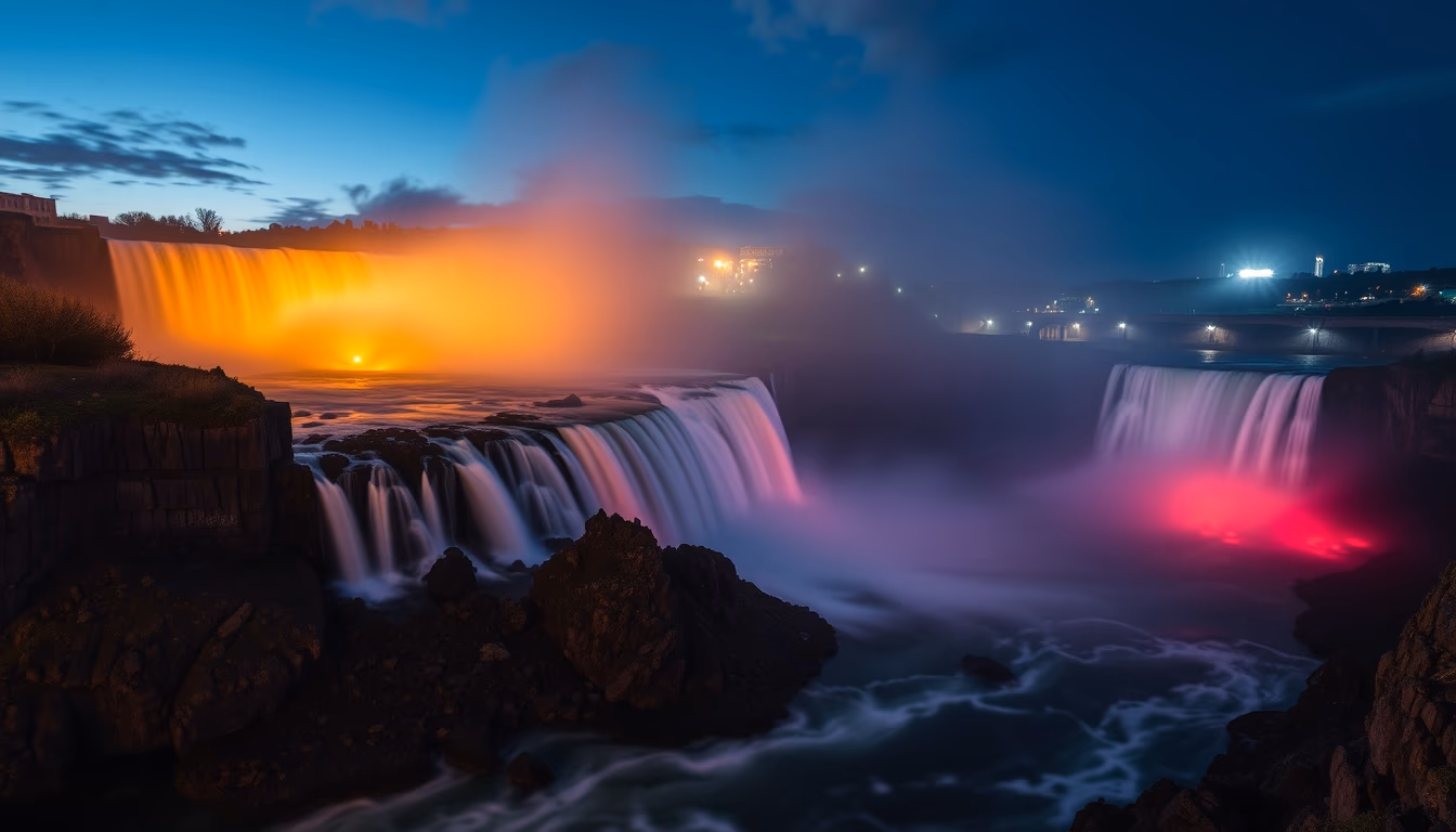 Niagara falls long exposure em estilo editorial