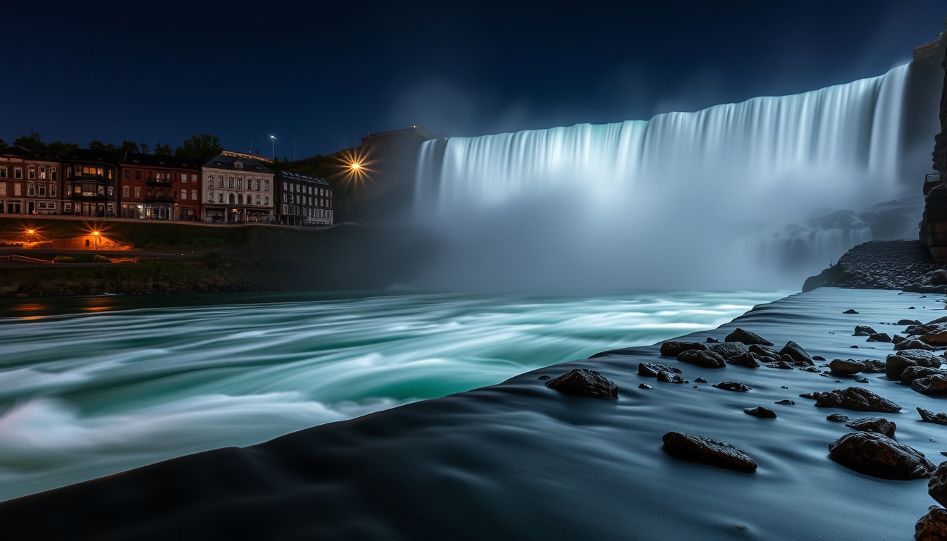 niagara falls long exposure in editorial style