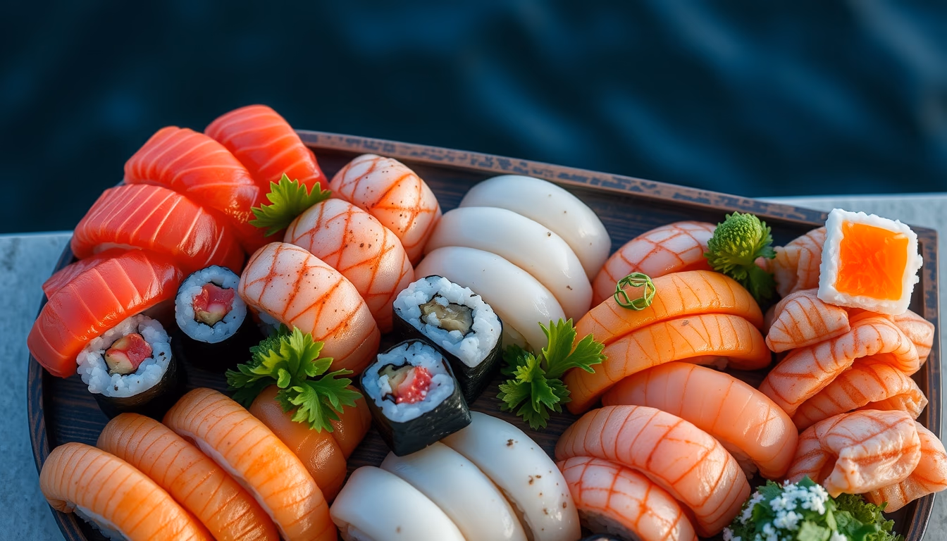 nigiri assortment platter in editorial style
