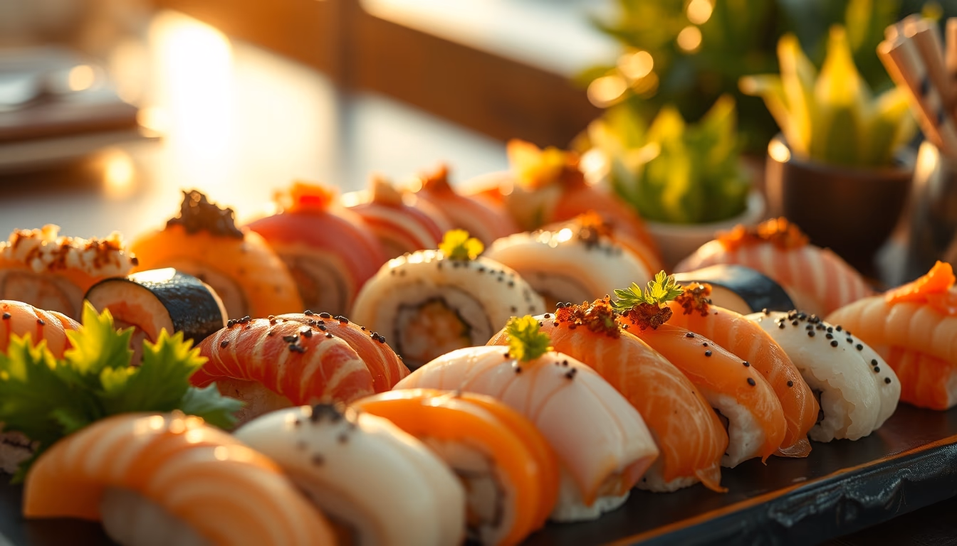 nigiri assortment platter in editorial style