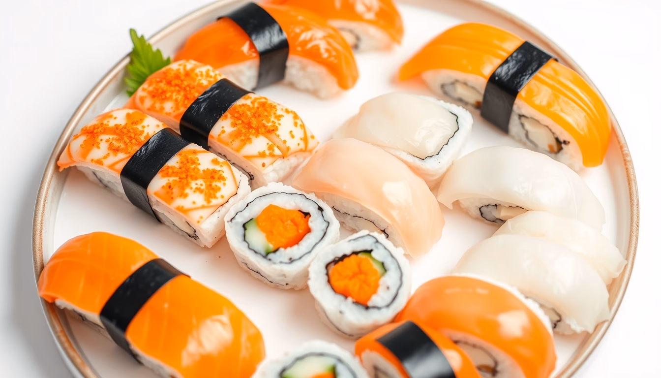 nigiri assortment platter in editorial style