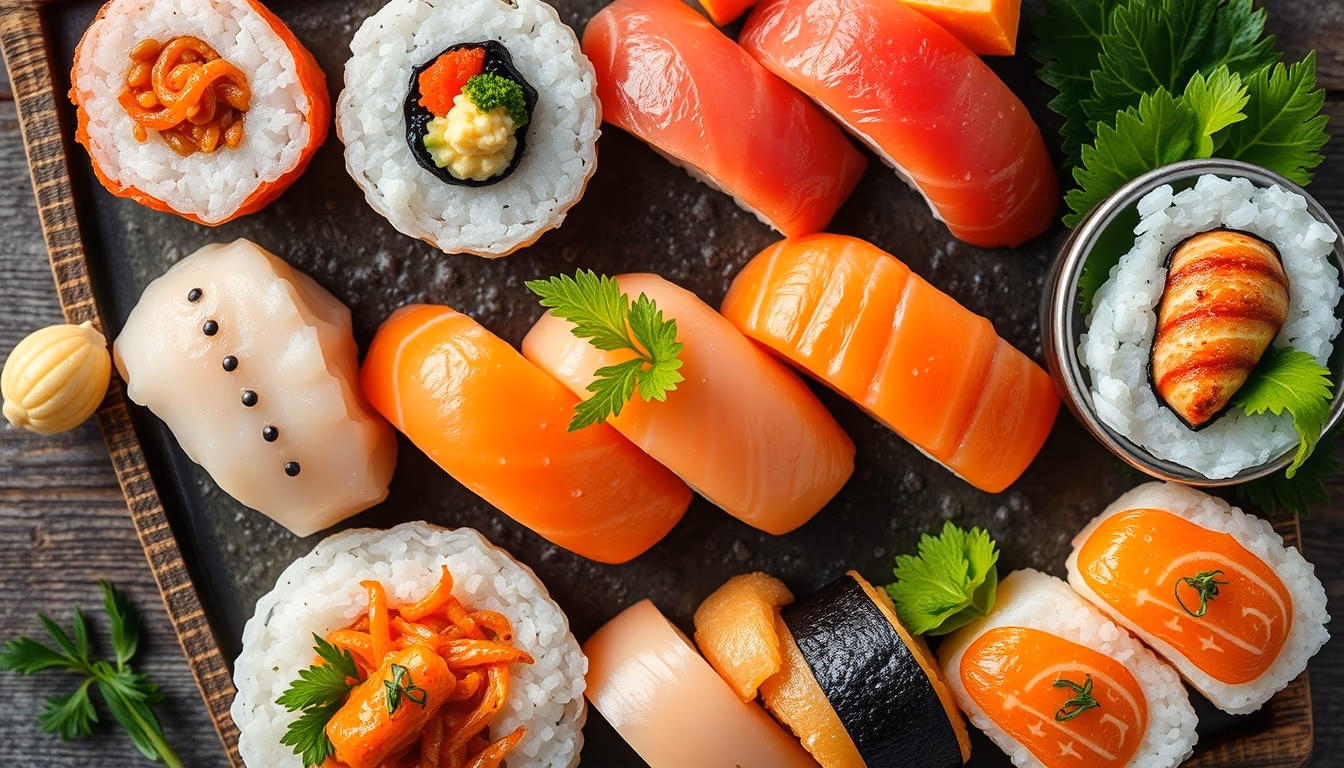 nigiri assortment platter in editorial style