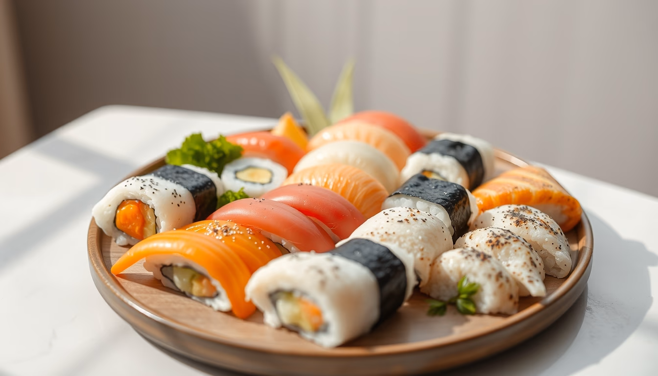 nigiri assortment platter in editorial style