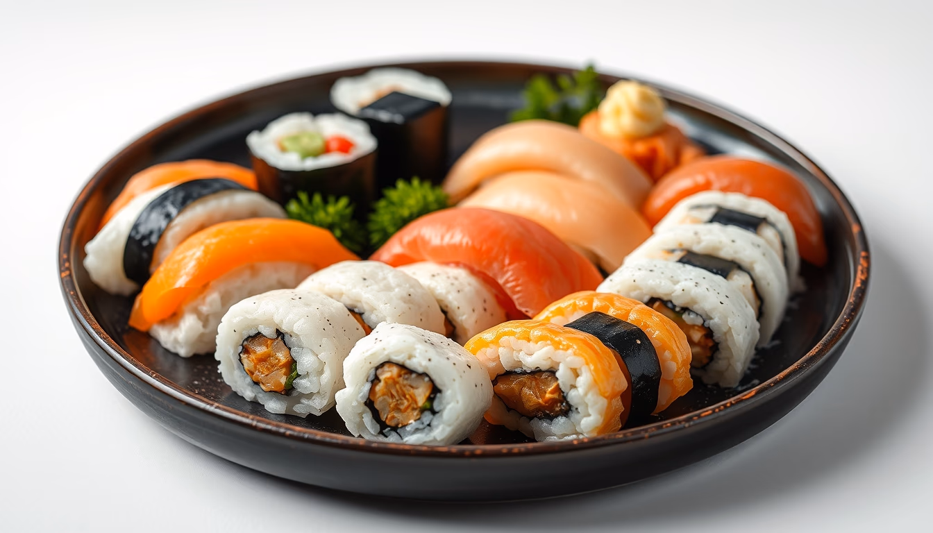 nigiri assortment platter in editorial style