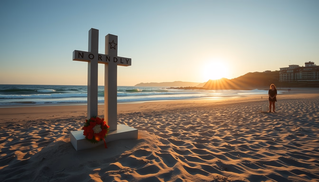 normandy beach memorial in editorial style