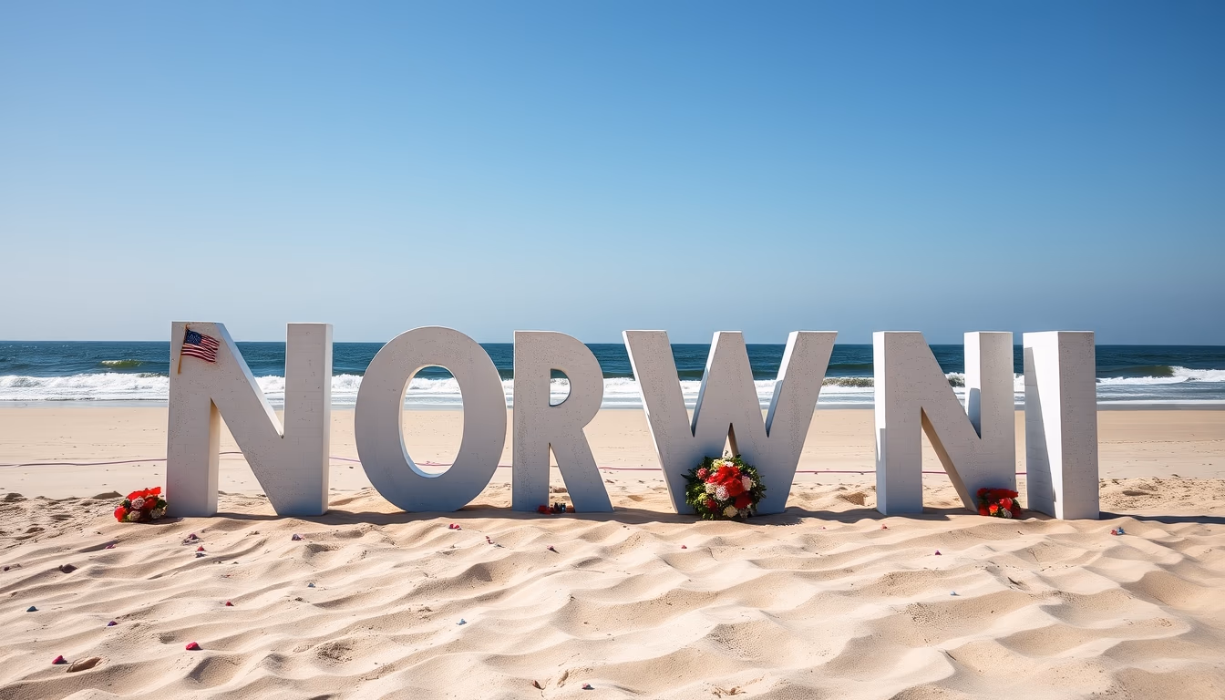 normandy beach memorial in editorial style