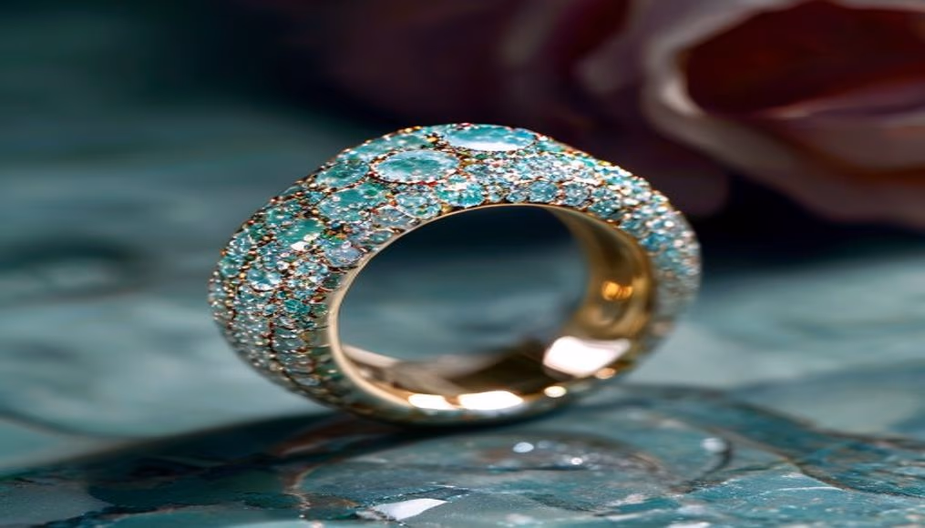 Novo ring tiffany pavé em fotografia editorial de luxo