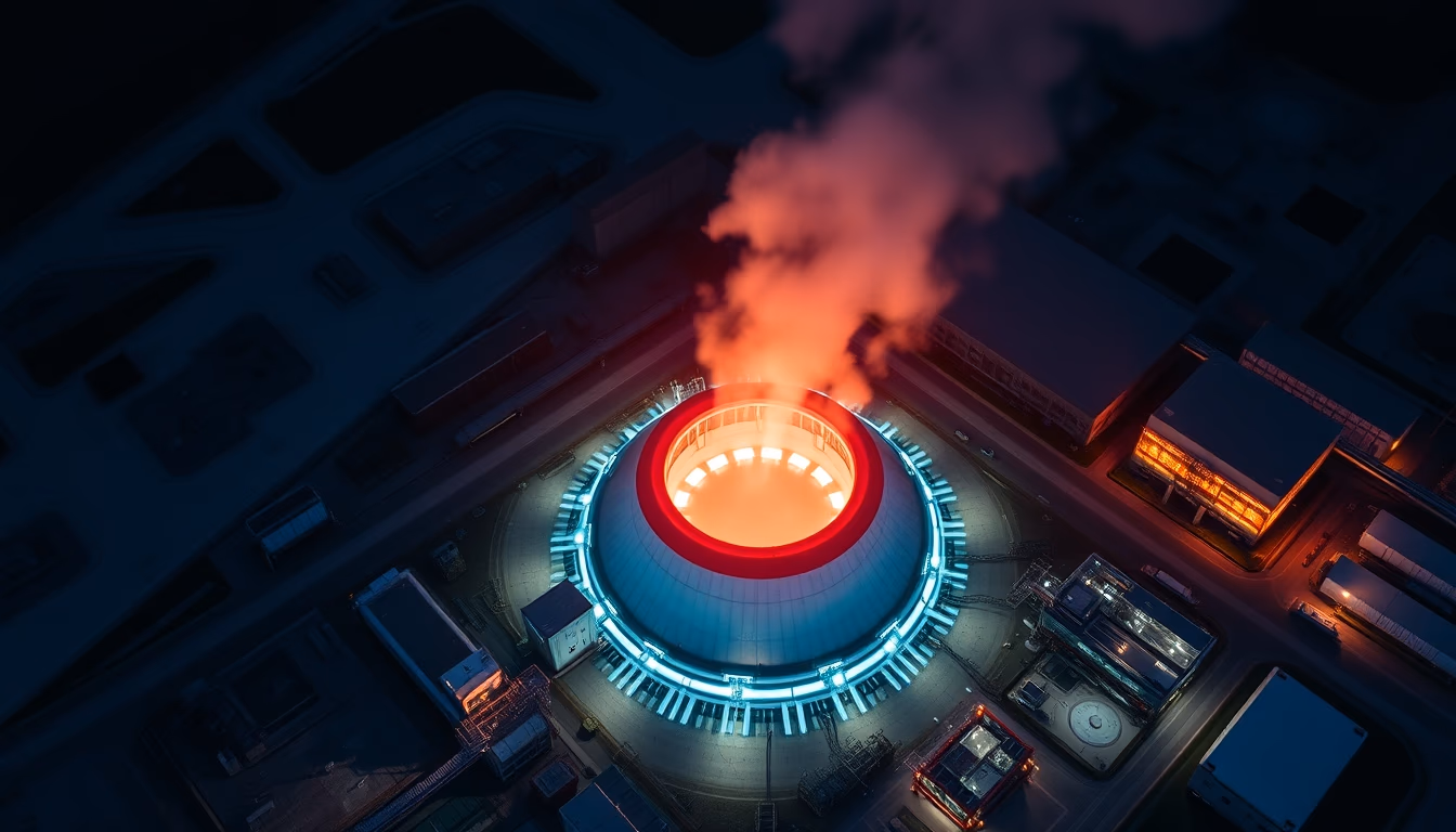 nuclear reactor core glow in editorial style