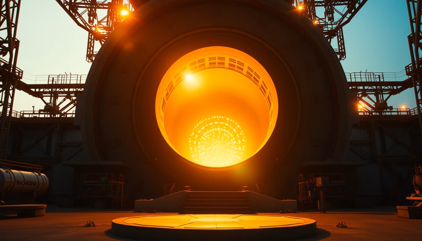 nuclear reactor core glow in editorial style