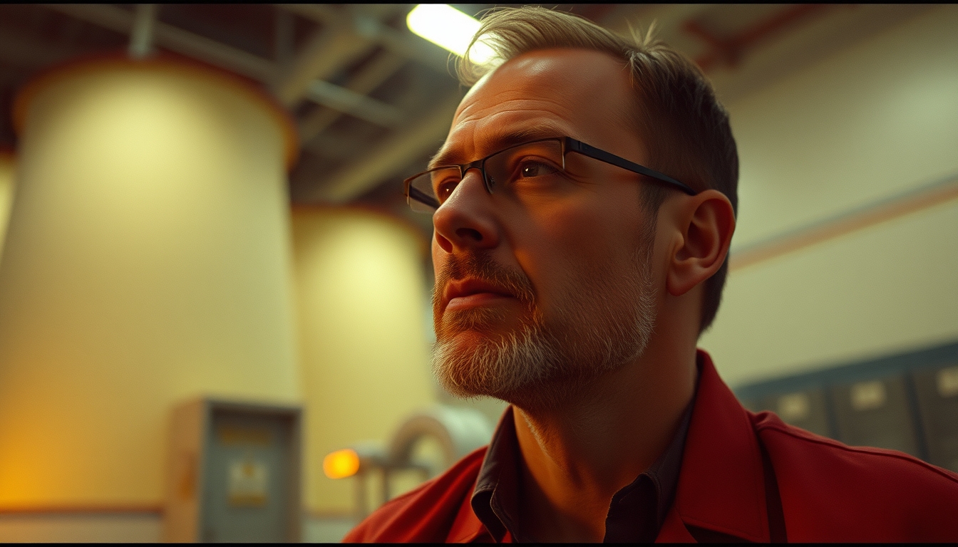 nuclear reactor core glow in editorial style