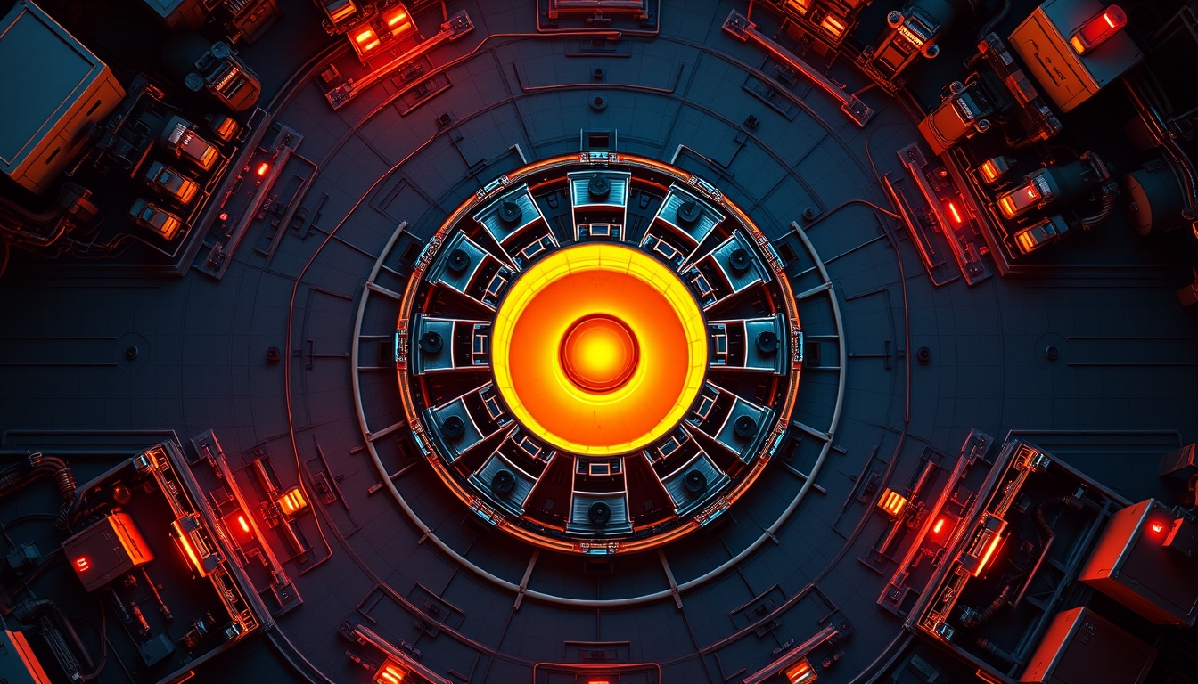 nuclear reactor core glow in editorial style