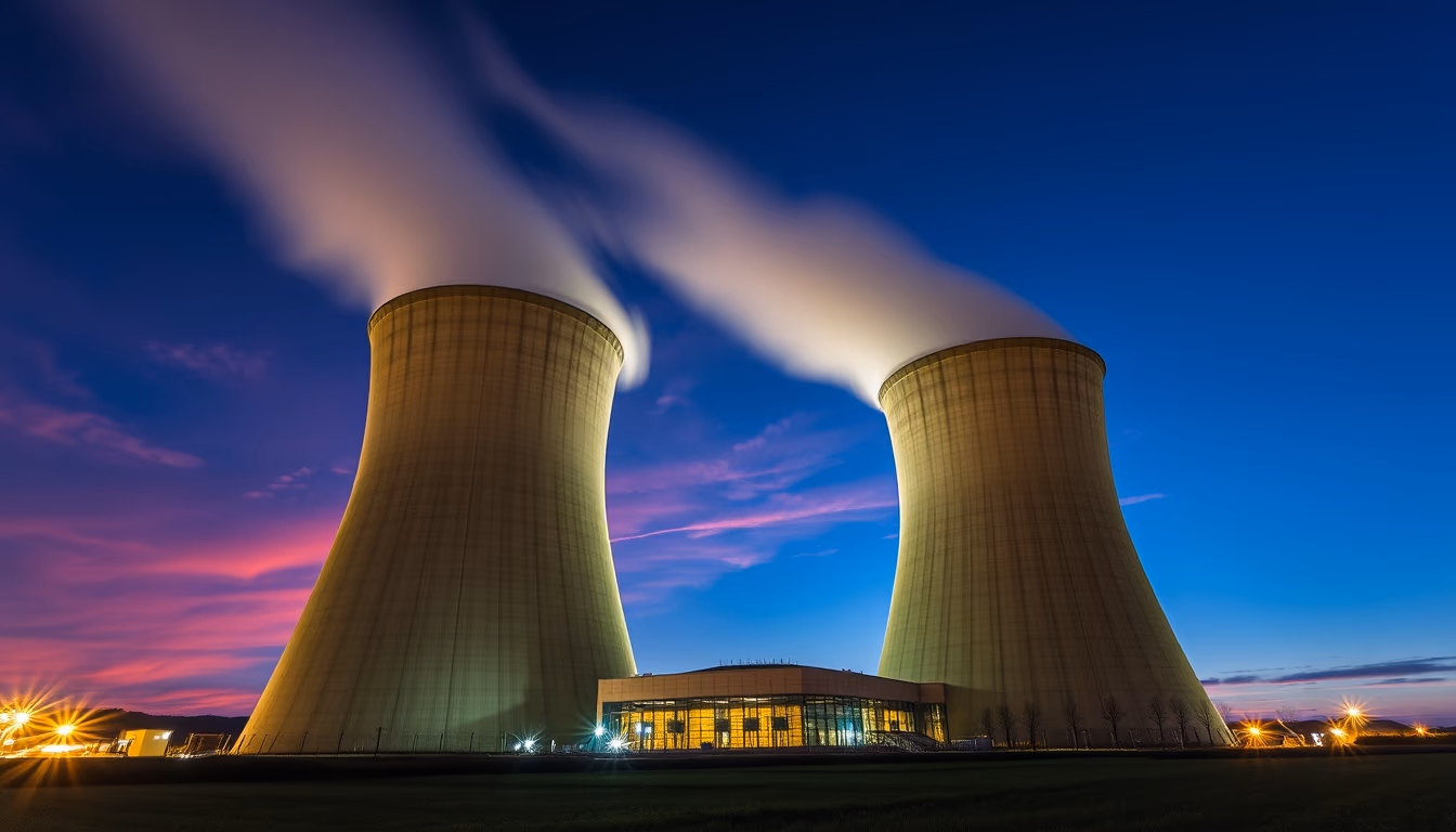 nuclear reactor core glow in editorial style