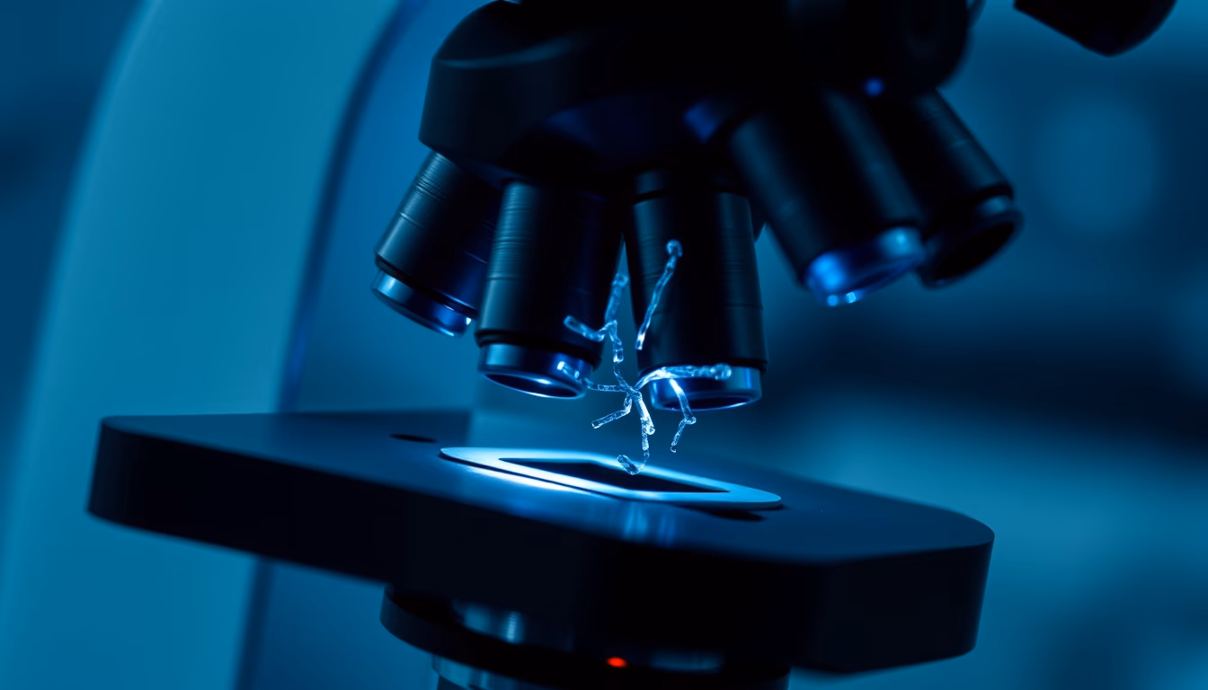 nucleus chromosomes microscope in editorial style