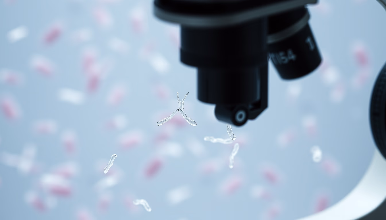 nucleus chromosomes microscope in editorial style