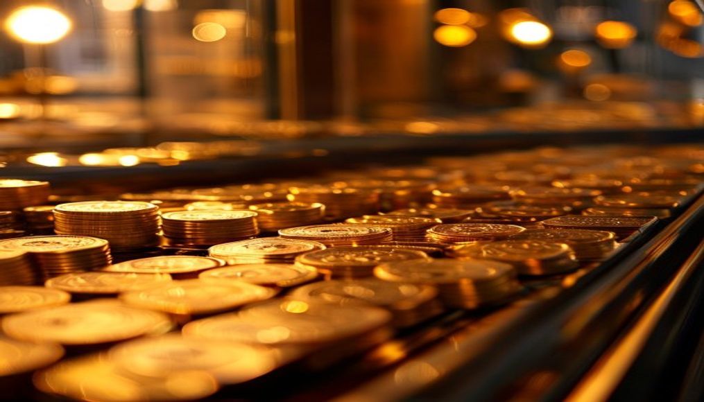 numismatic display in editorial style