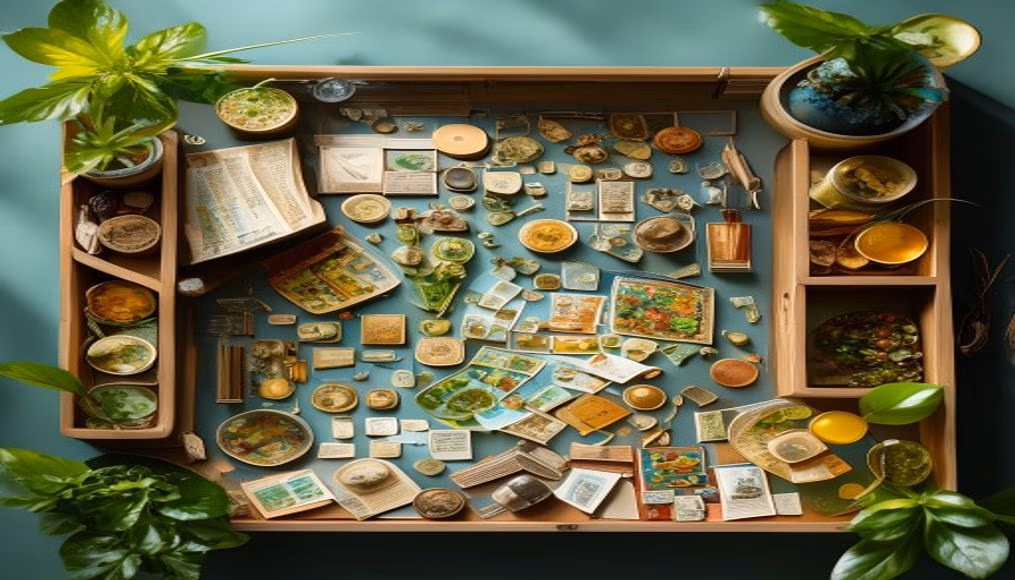 numismatic display in editorial style