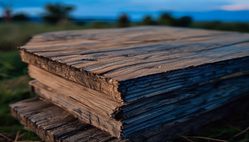 oak board planks stack in editorial style