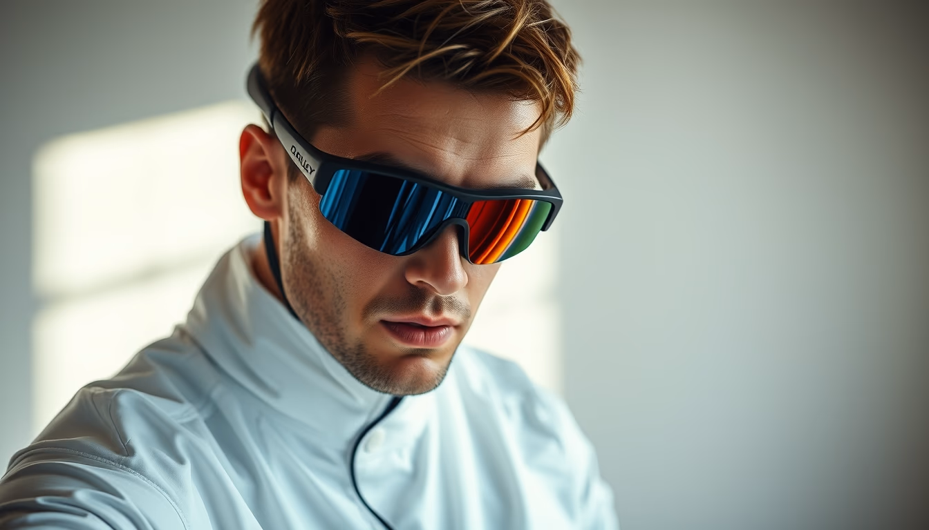 oakley sport wraparound in editorial style