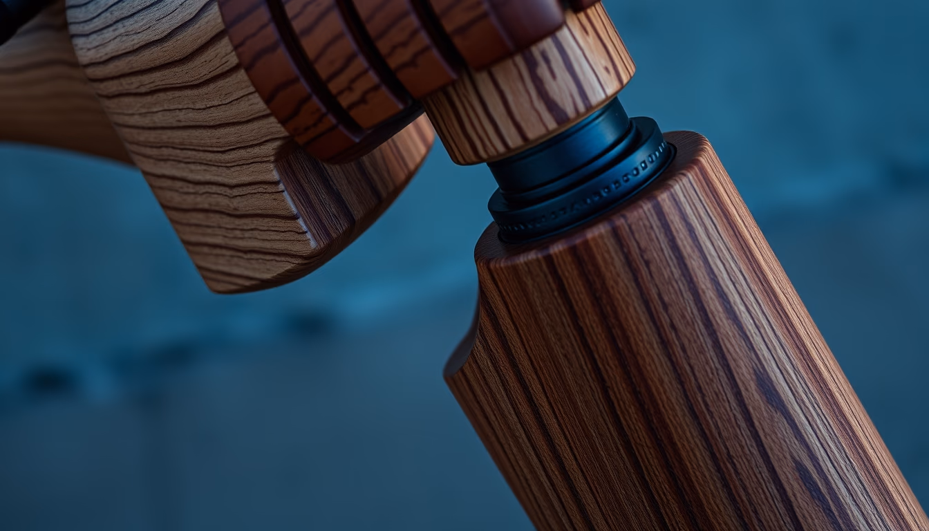 oboe wooden detail in editorial style