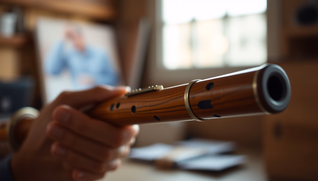 oboe wooden detail in editorial style