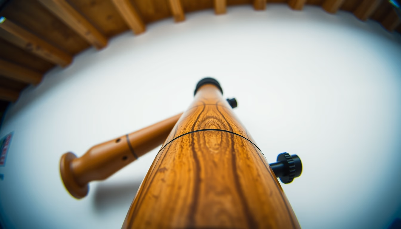 oboe wooden detail in editorial style
