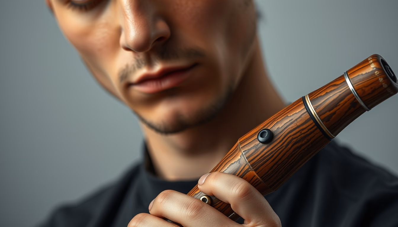 oboe wooden detail in editorial style