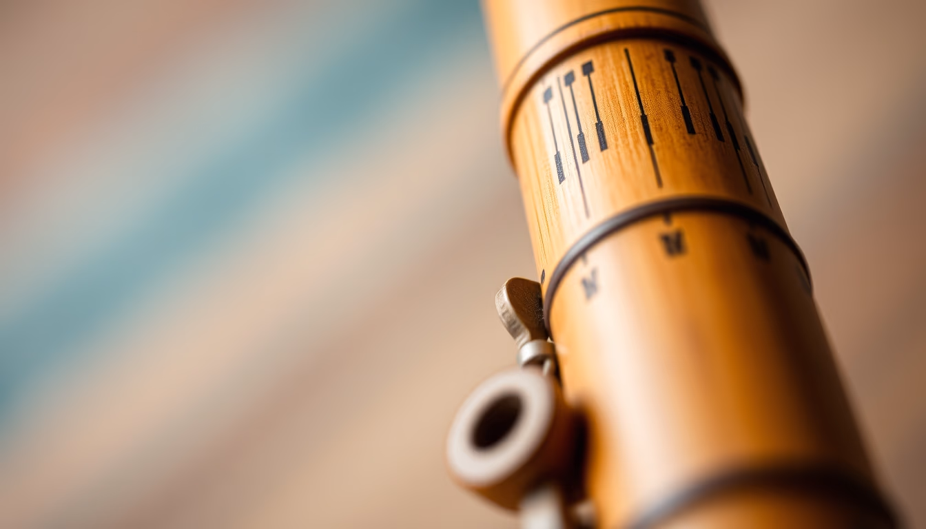 oboe wooden detail in editorial style