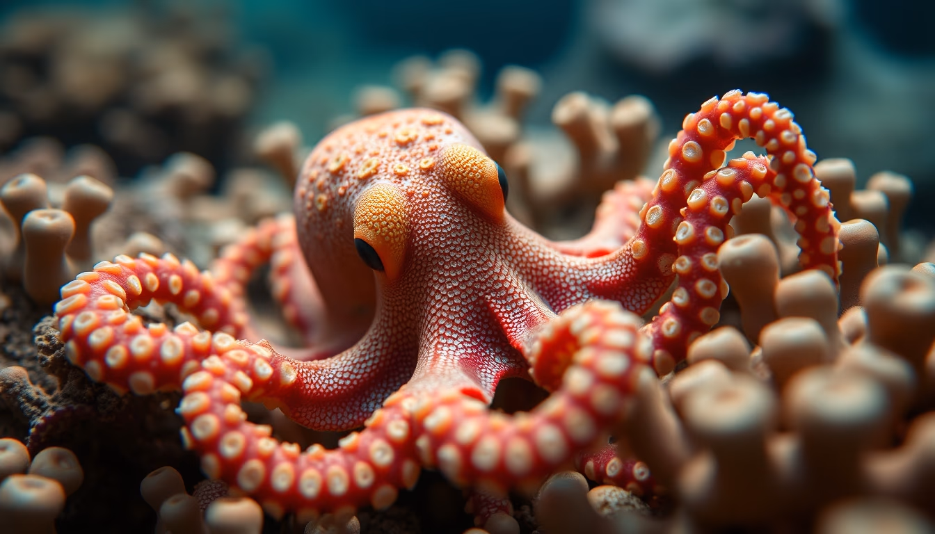 octopus coral camouflage in editorial style
