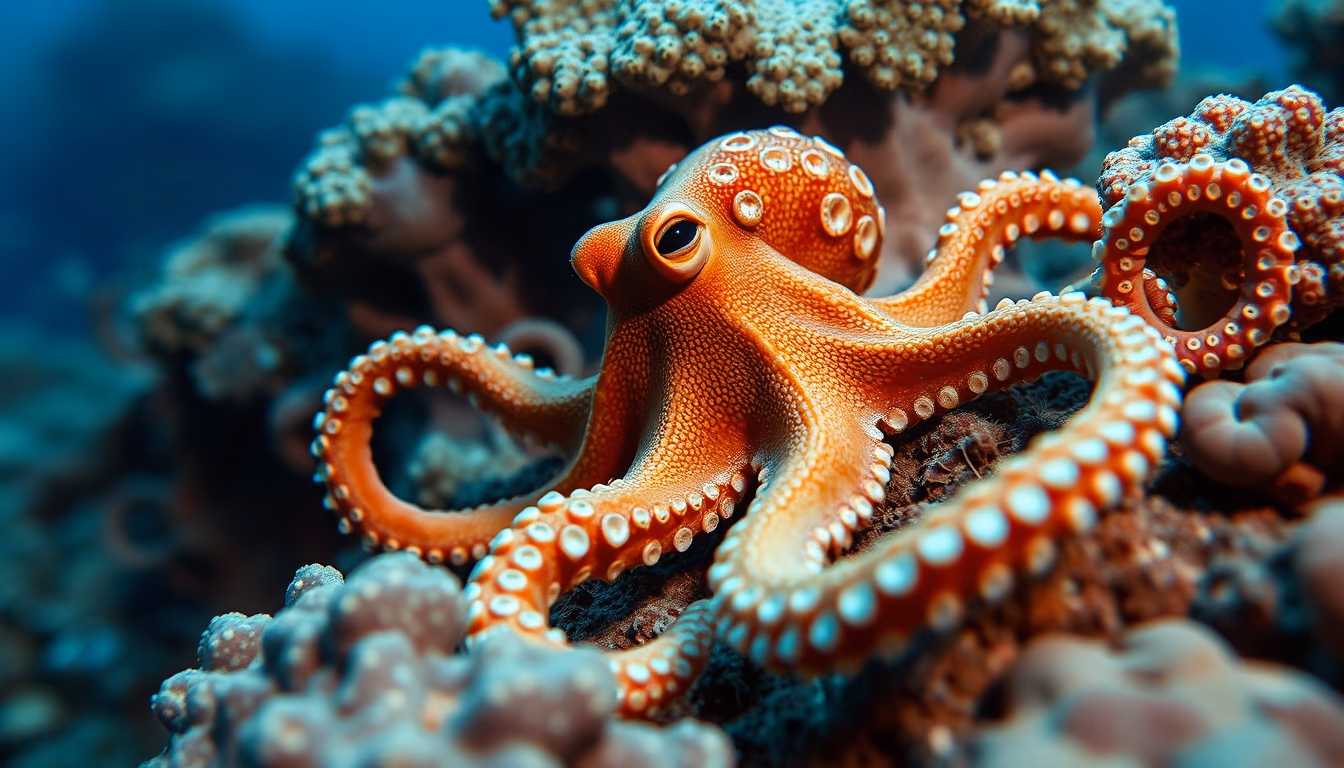 octopus coral camouflage in editorial style