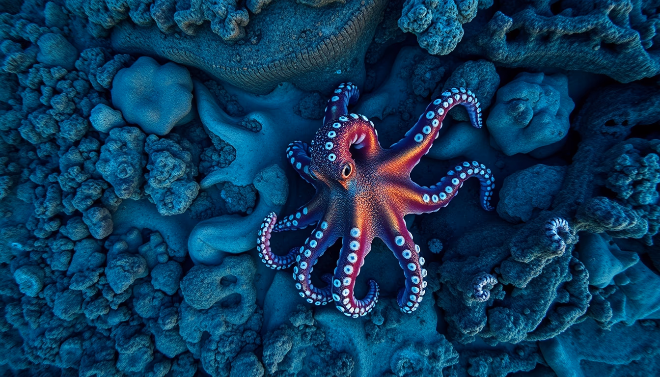 octopus coral reef in editorial style