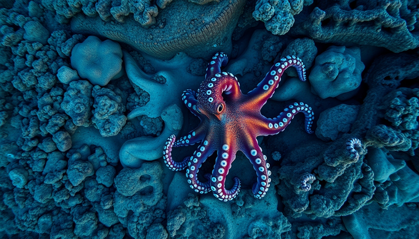 octopus coral reef in editorial style